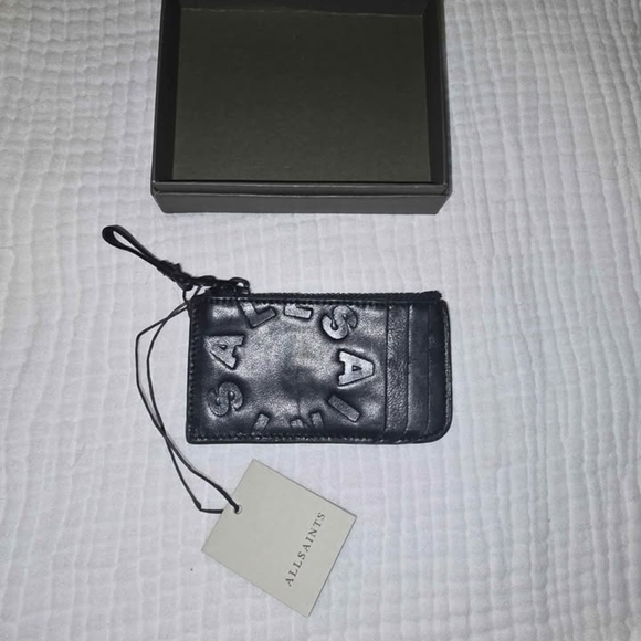 All Saints Brand Black Leather Card Holder Wallet BNIB - Picture 3 of 7